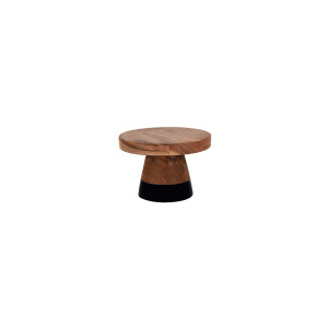 Serve Natural Acacia Round Cake Stand with Black Boarder 200x140mm