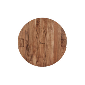 Serve Natural Acacia Round Butchers Block with Inlay & Handles 530x60mm