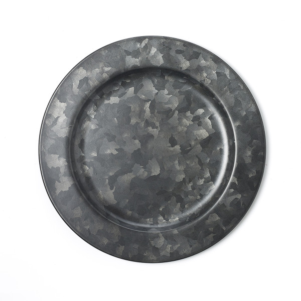 Round Plate Wide Rim Black Galvanised Plain Rim 230mm