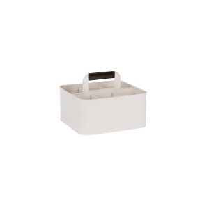 Coney Island Creme Rectangular Caddy with Leather Handle 260x240x130mm