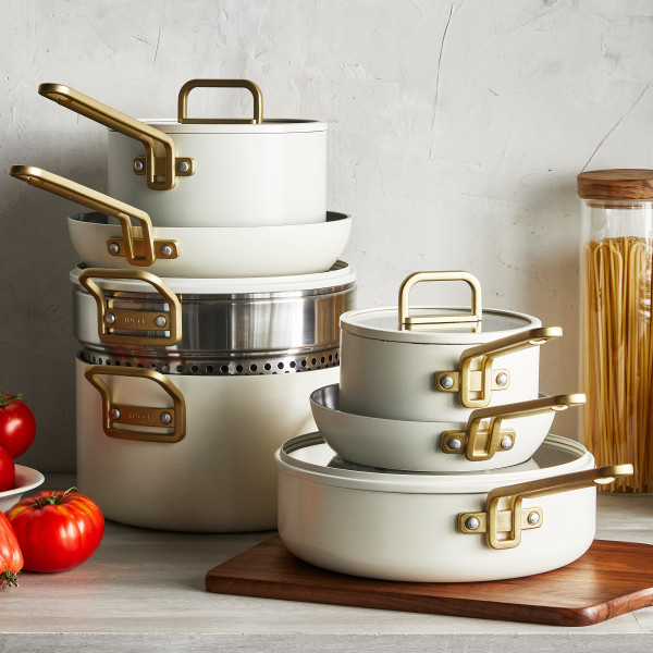 Ceramic Non-stick 11-Piece Cookware Set | Carrara White