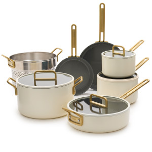 Ceramic Non-stick 11-Piece Cookware Set | Venetian Teal  frypan 20cm frypan 26cm Covered saucepan 2QT Covered saucepan 4QT Covered sauté pan 4QT w/HH Covered stockpot 8QT Pasta Insert