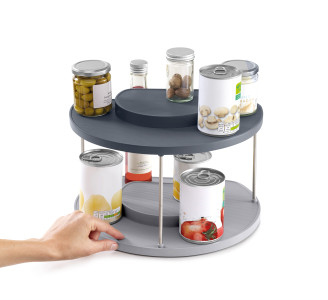 CupboardStore 2-tier Rotating Organiser - Grey