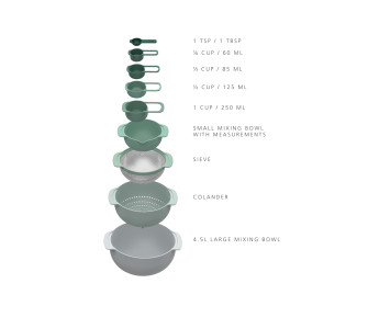 Nest 9 Piece Bowls - Sage