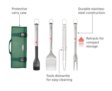 GrillOut 4-piece BBQ utensil set w. case