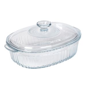 Oval Ribbed Casserole Dish with Lid 1.8L