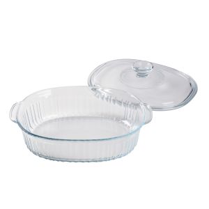 Oval Ribbed Casserole Dish with Lid 1.8L