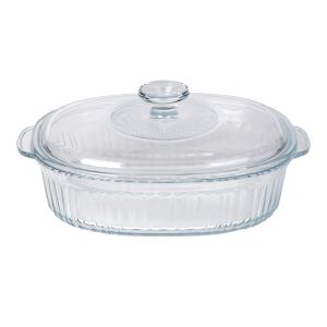 Oval Ribbed Casserole Dish with Lid 1.8L