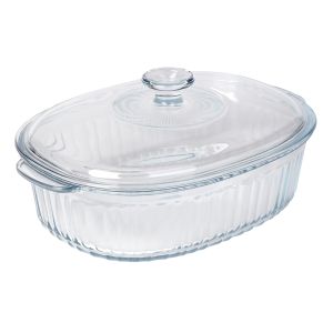 Oval Ribbed Casserole Dish with Lid 2.8L
