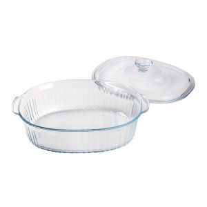 Oval Ribbed Casserole Dish with Lid 2.8L