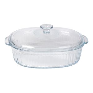 Oval Ribbed Casserole Dish with Lid 2.8L