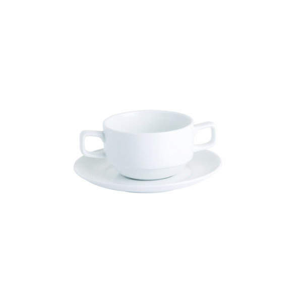 Soup Cup 0.28lt 2xhdl Stackable (94049/0340)(09/0262)        
(Saucer Sold Separately)