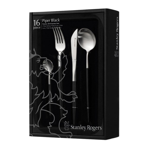 Piper Black 16 Piece Cutlery Set
