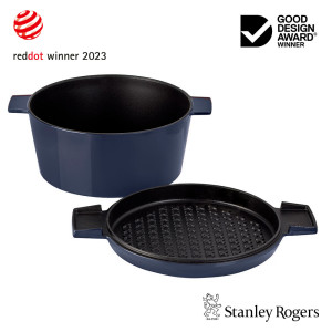 Cast Iron French Oven Mid Blue 28cm