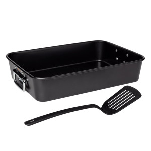S/S Roasting Pan with Bonus Nylon Turner - Extra Large