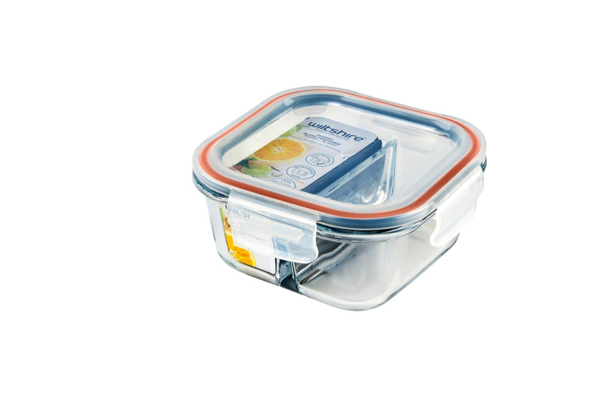 Square Glass Container with 2 Dividers 500ml
