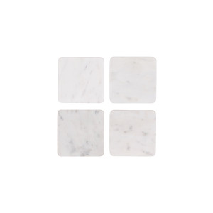 Square Coaster White Marble 4pc Set 100x100x15mm