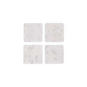 Square Coaster White Marble 4pc Set 100x100x15mm