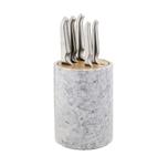 Round Marble Block 6 Piece -  White & White Oak
