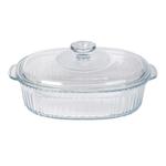 Oval Ribbed Casserole Dish with Lid 1.8L