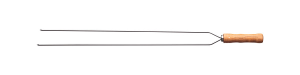 Heavy Duty Duel Prong Stainless Steel Skewer Wood Handle 75cm