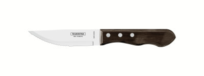 Churrasco Steak Knife Jumbo Serrated Wide Blade Polywood Brown 5", 12cm