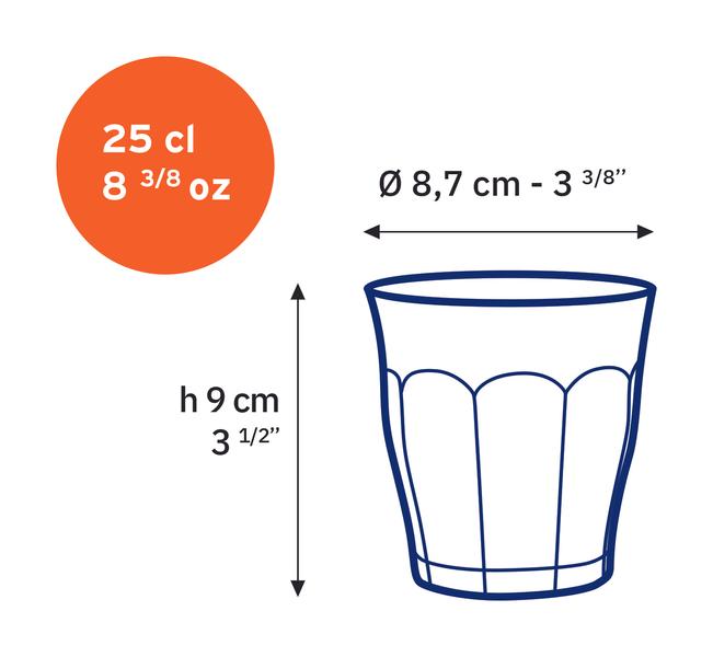 Picardie Tumbler  Amber  250ml - Set 6