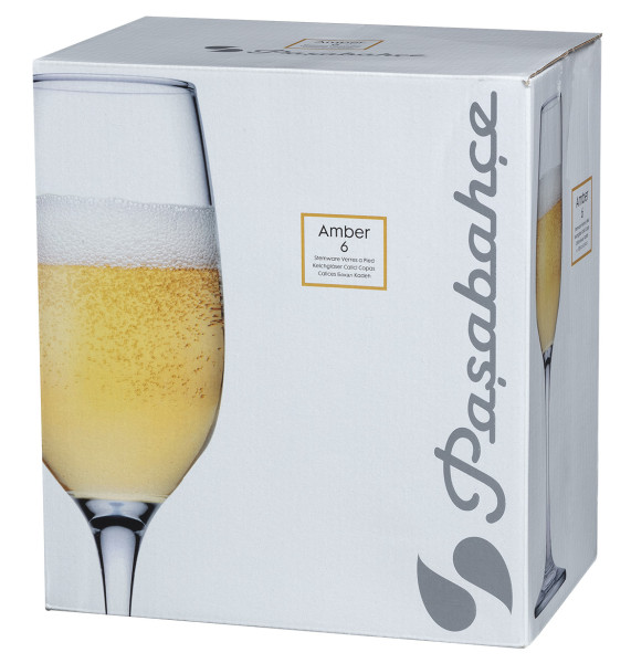 Set 6 Amber Flute 200ml