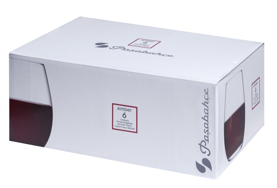 Amber Stemless Wine Glass 440ml Set 6