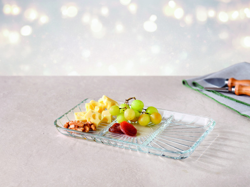 Elegant Divided Rectangle Plate 28x16.5cm