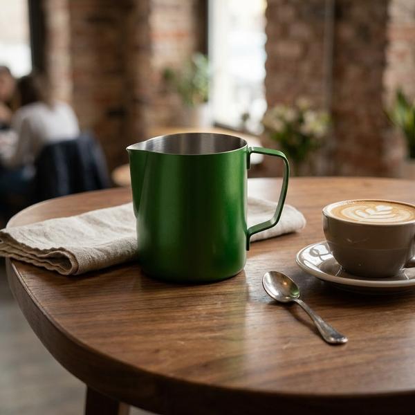 Milk Frothing Jug S/S 600ml Powder Coat Green