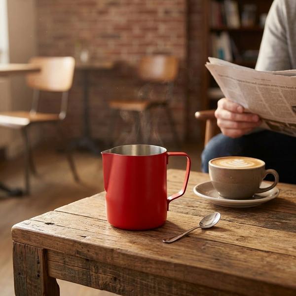 Milk Frothing Jug S/S 600ml Powder Coat Red