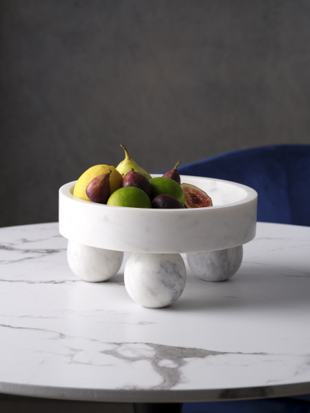 Serve White Marble Round Display Bowl  250x118mm