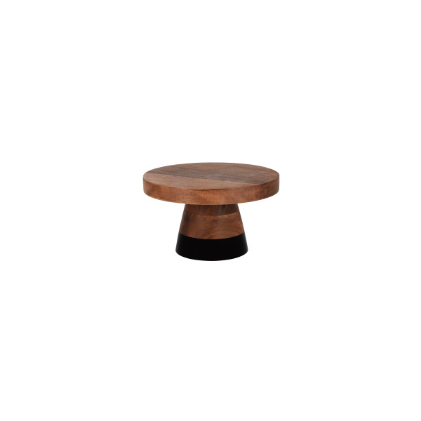Serve Natural Acacia Round Cake Stand Black Boarder 230x140mm