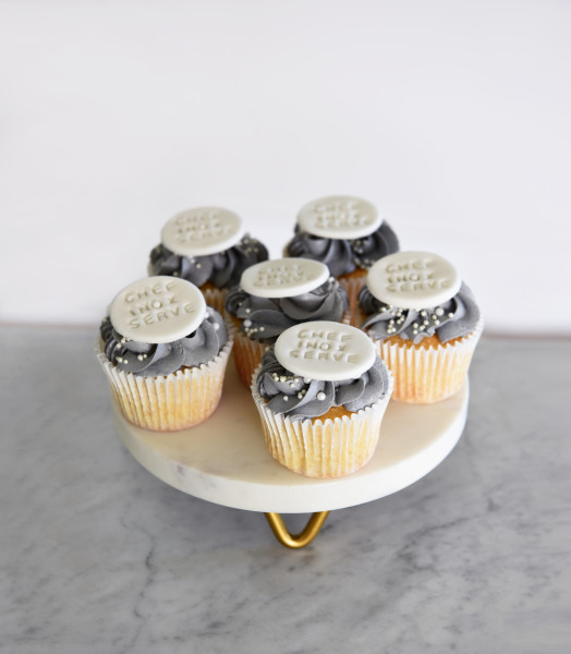 Serve White Marble Round Display Stand Metal Legs 230x55mm