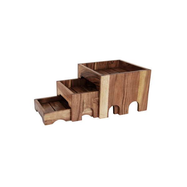 Serve Natural Acacia 3-Tier Nesting Buffet Riser Set