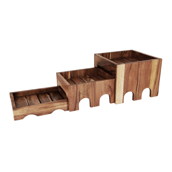 Serve Natural Acacia 3-Tier Nesting Buffet Riser Set