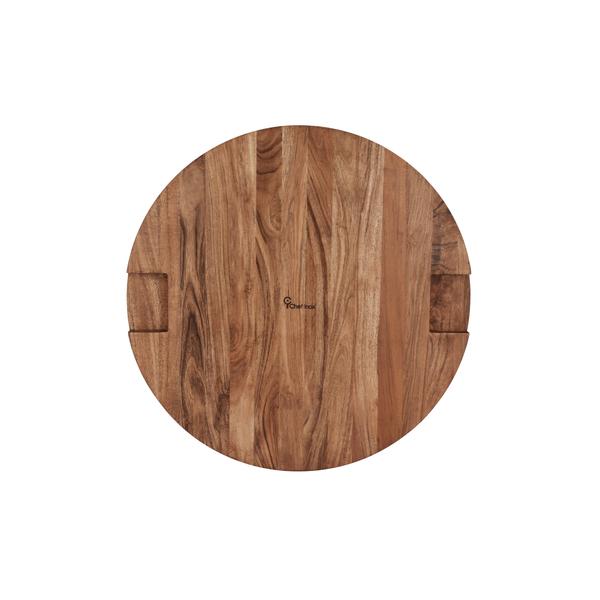 Serve Natural Acacia Round Butchers Block with Inlay & Handles 530x60mm