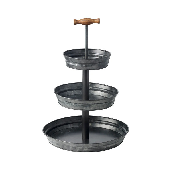Coney Island Stand 3-Tier Fixed Black Galvanised