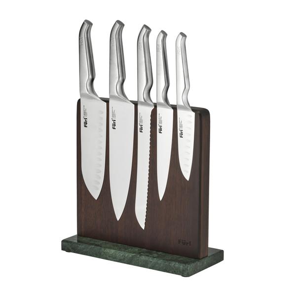 Magnetic Marble Block 6 Piece - Green & Acacia Wood