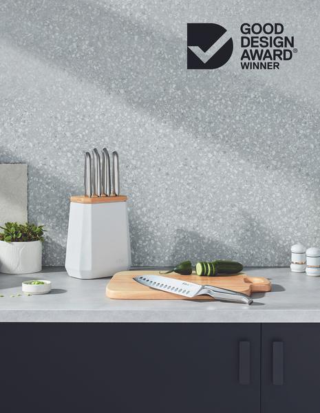 Stone Knife Block Snow Terrazzo Set 5 Piece