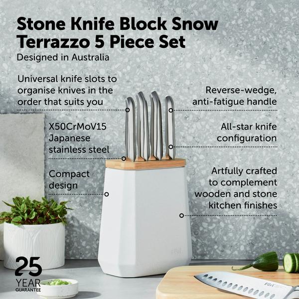 Stone Knife Block Snow Terrazzo Set 5 Piece