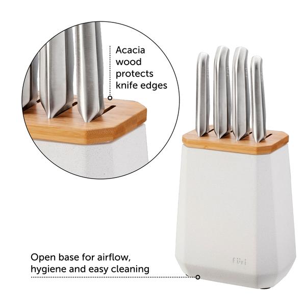 Stone Knife Block Snow Terrazzo Set 5 Piece