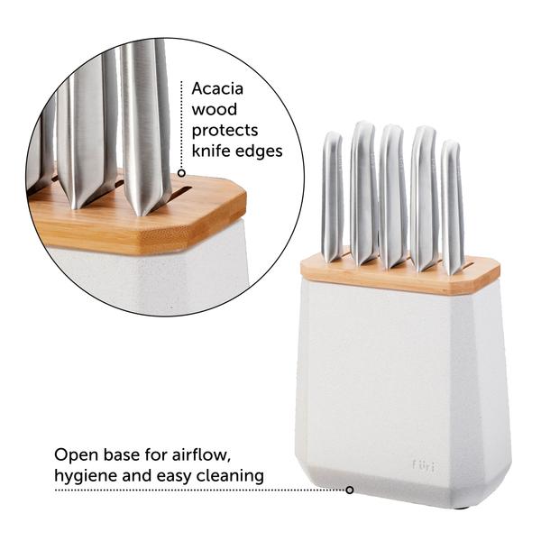 Stone Knife Block Set Snow Terrazzo 6 Piece