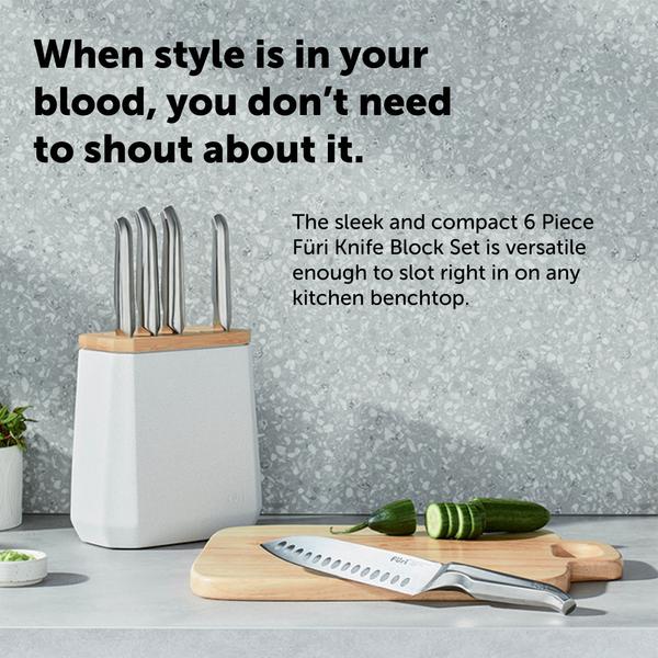 Stone Knife Block Set Snow Terrazzo 6 Piece