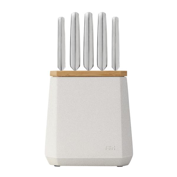 Stone Knife Block Set Snow Terrazzo 6 Piece