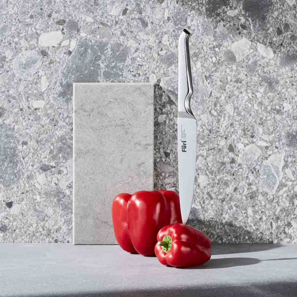 Stone Knife Block Set Black and White Terrazzo 5 Piece