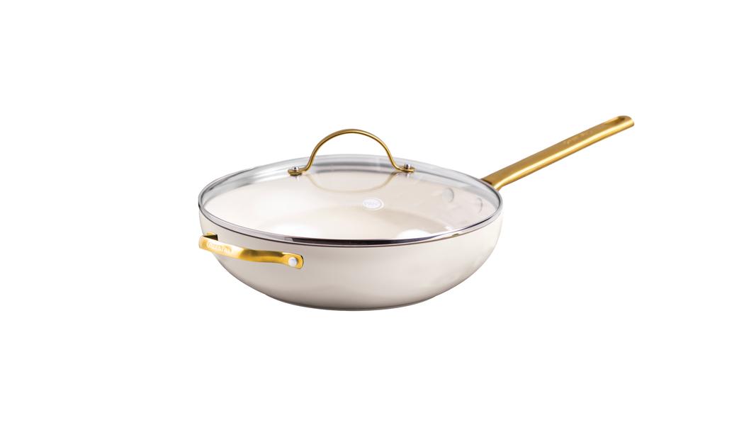 Padova PFAS Free Covered Wok 32cm/5.42L Cream
