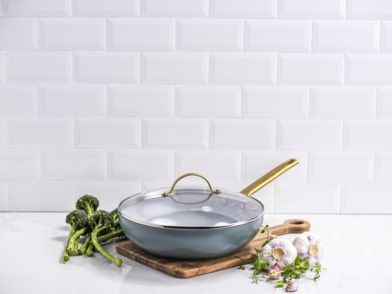 Padova Smokey Blue Covered Wok 28cm/3.7L