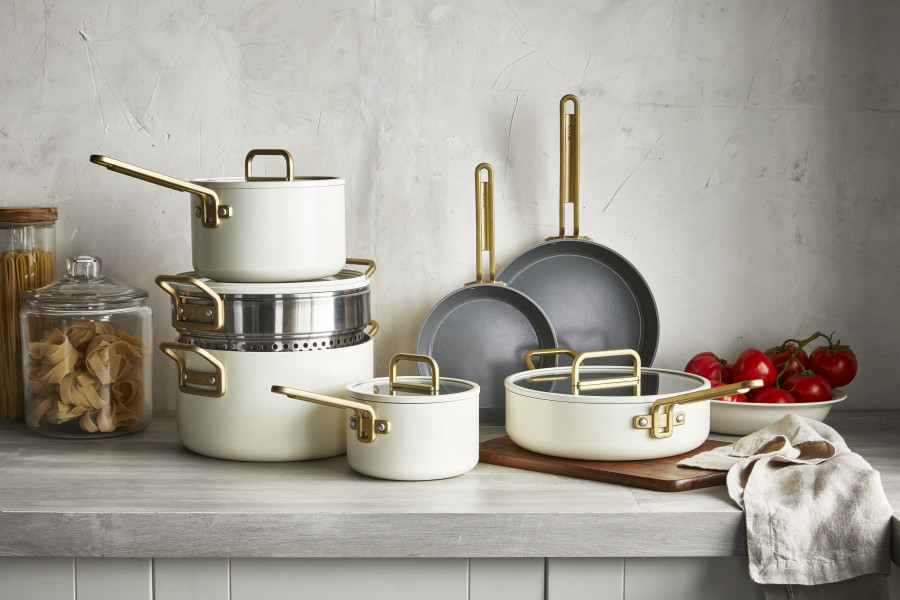 Ceramic Non-stick 11-Piece Cookware Set | Carrara White